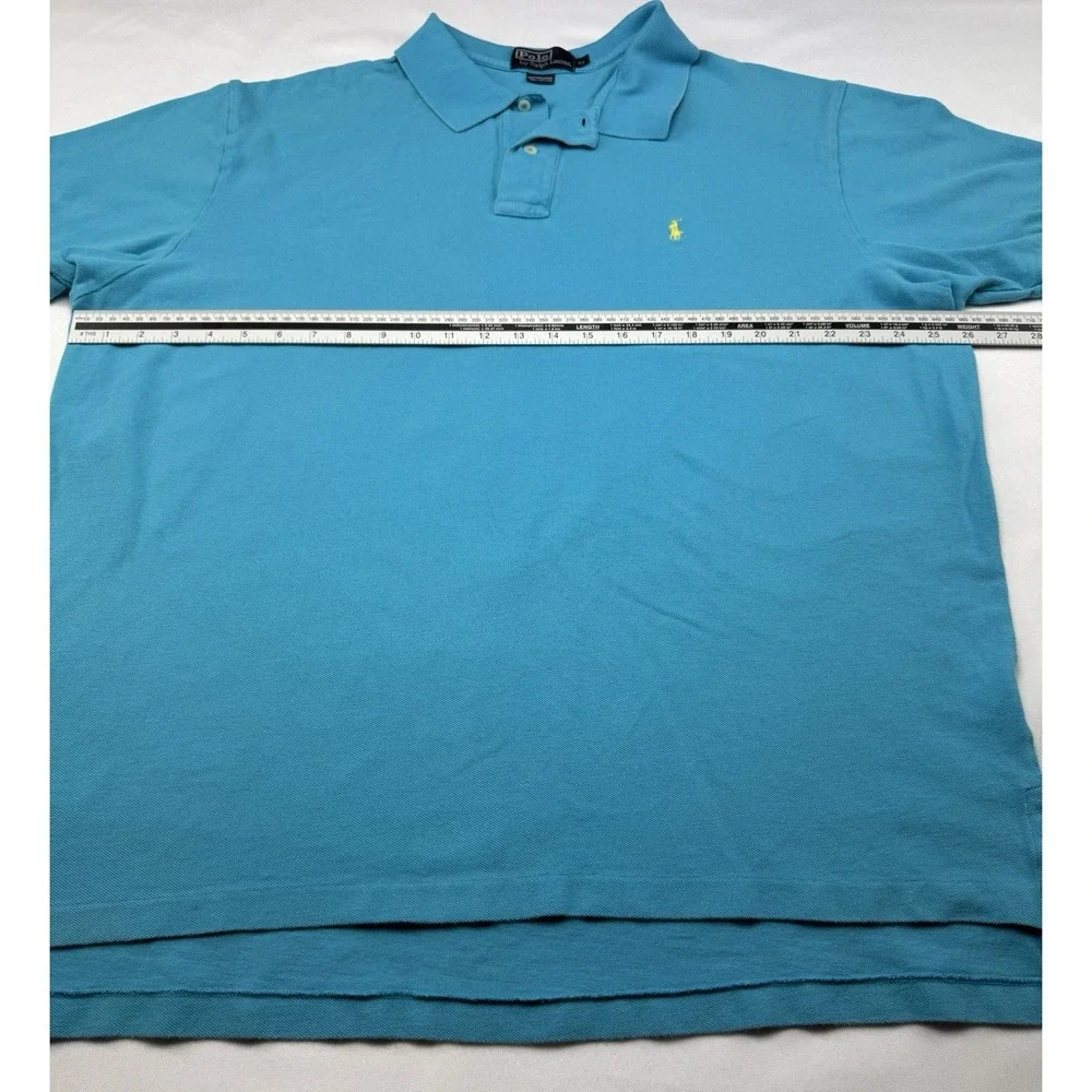 Vintage Polo‎ Ralph Lauren Shirt Mens 2XL TTG Teal Short Sleeve Yellow Pony Rare